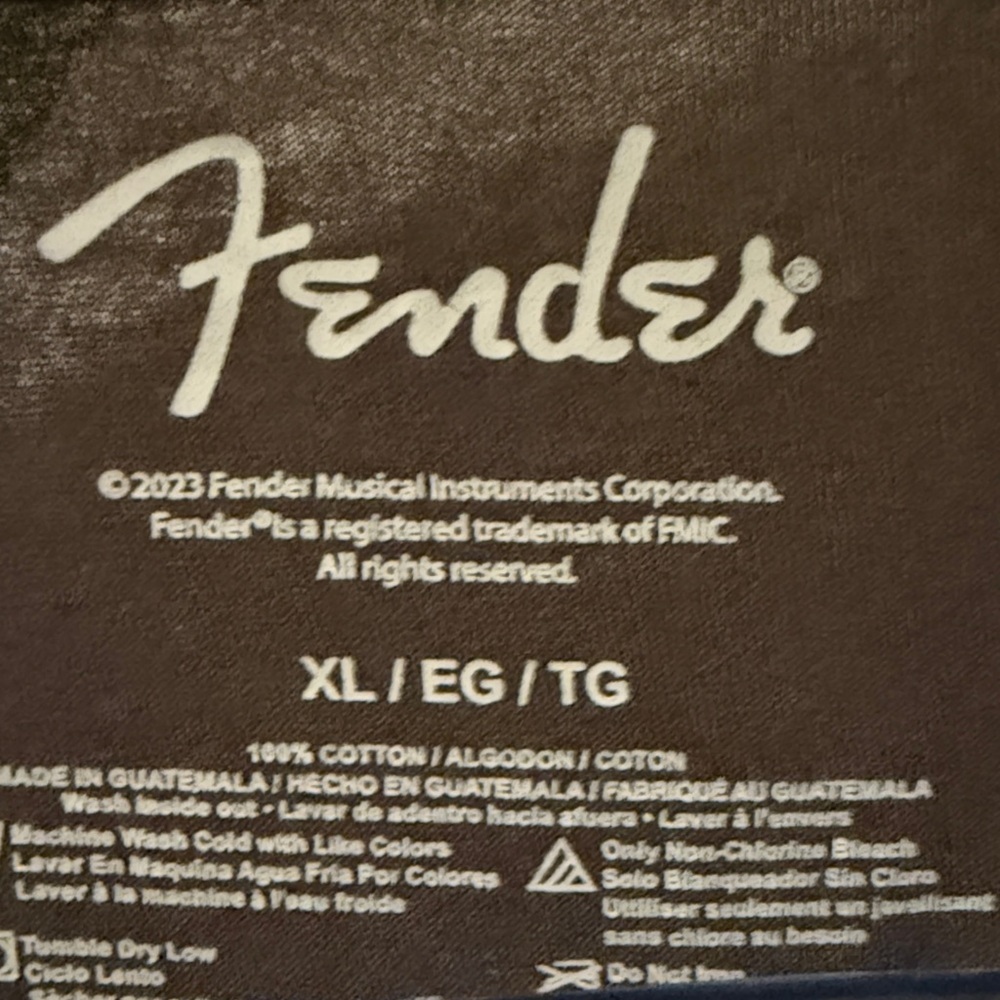 Fender Black Tee with Blue and Pink Guitar Design - Picture 3 of 6
